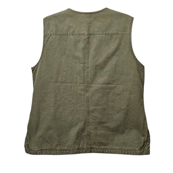 Duluth Trading Co Women's Can-Do Canvas Work Cotton Olive Barn Vest - Picture 7 of 11